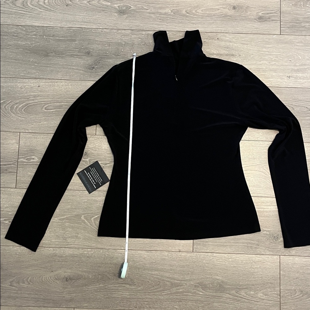 NWT Norma Kamali Black VNeck Longsleeve 1/4 Zip Top Size XL - Picture 11 of 12